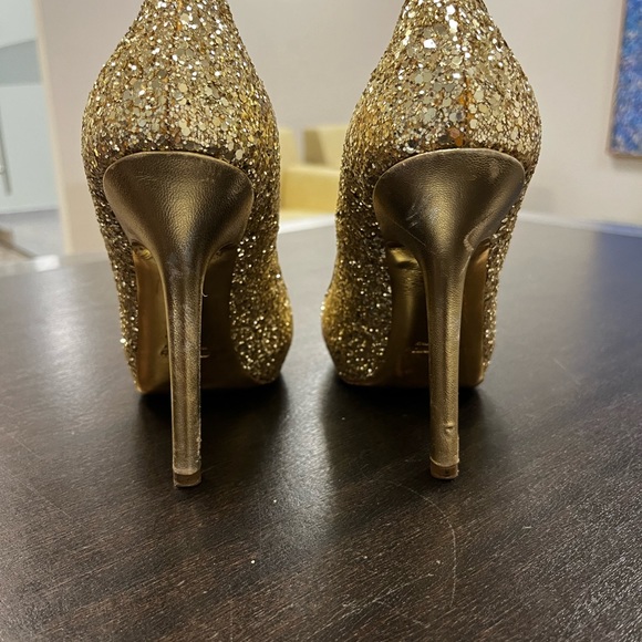 MIU MIU Argento Gold Glitter Heels EU 38 - Picture 5 of 7